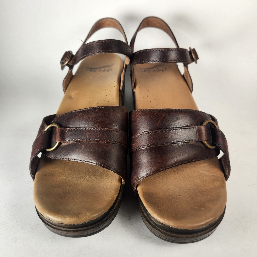 DANSKO Women's Melina Waxy Bark Sandal 39 / 9 Brown Leather Comfort Casual Shoe - Picture 3 of 10